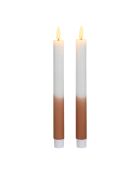 2 zweifarbige LED-Kerzen BTE Candle 2xAAA weiß/braun - D2xh25 cm