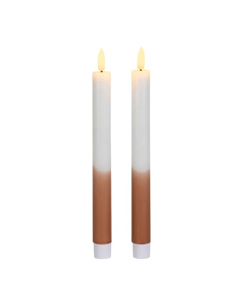 2 zweifarbige LED-Kerzen BTE Candle 2xAAA weiß/braun - D2xh25 cm