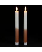2 zweifarbige LED-Kerzen BTE Candle 2xAAA weiß/braun - D2xh25 cm
