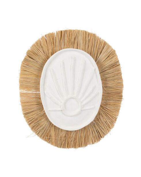 Déco murale soleil Greeka blanc/naturel - 28x34 cm