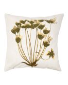 Kissenhülle aus Baumwolle mit weißer Blume/Khaki - 45x45 cm