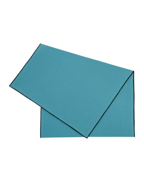 Chemin de table en coton lavé 170 g/m² Corino turquoise - 160x50 cm