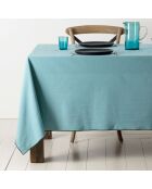 Chemin de table en coton lavé 170 g/m² Corino turquoise - 160x50 cm