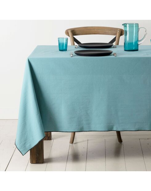 Chemin de table en coton lavé 170 g/m² Corino turquoise - 160x50 cm