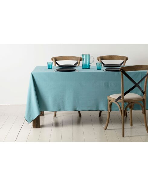 Chemin de table en coton lavé 170 g/m² Corino turquoise - 160x50 cm