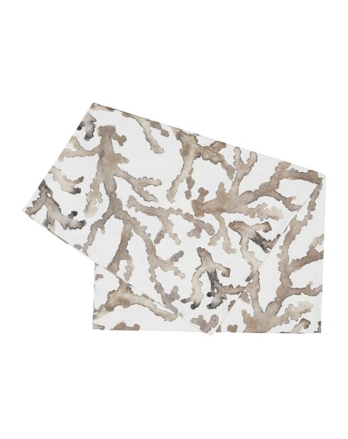 Chemin de table en coton 200 g/m² Estran blanc/brun - 160x50 cm