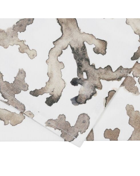 Chemin de table en coton 200 g/m² Estran blanc/brun - 160x50 cm
