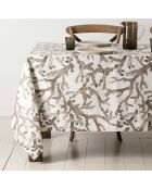 Chemin de table en coton 200 g/m² Estran blanc/brun - 160x50 cm