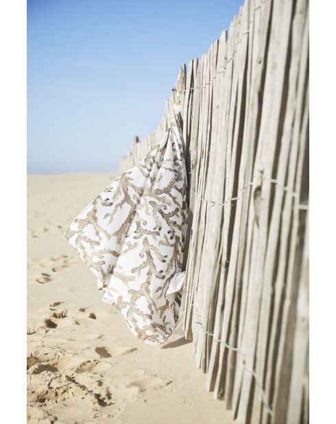 Chemin de table en coton 200 g/m² Estran blanc/brun - 160x50 cm