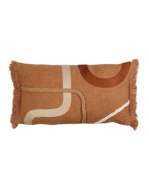 Funda de cojín tejida de algodón y acrílico en terracota orgánica - 50x30 cm