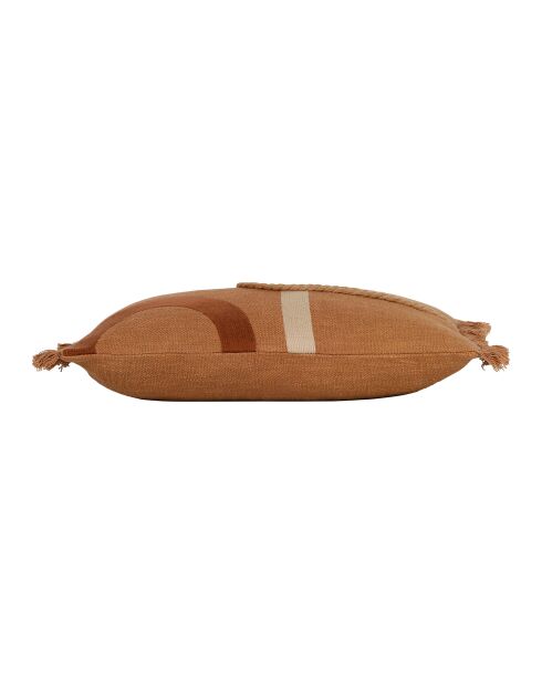 Funda de cojín tejida de algodón y acrílico en terracota orgánica - 50x30 cm