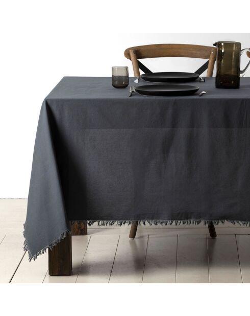 Nappe en coton lavé 175 g/m² Nalia gris foncé - 250x160 cm