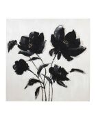 Peinture-tableau sur toile Fleurs noire/dorée - 100x100 cm