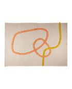 Tapis tufté en coton Funky écru/corail - 120x80 cm