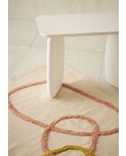 Tapis tufté en coton Funky écru/corail - 120x80 cm