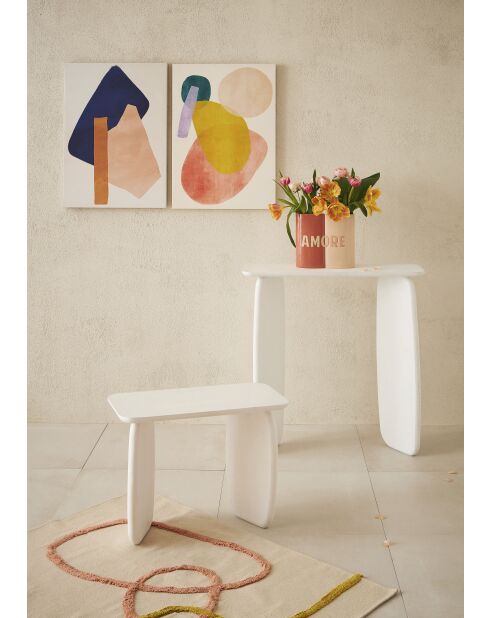 Tapis tufté en coton Funky écru/corail - 120x80 cm