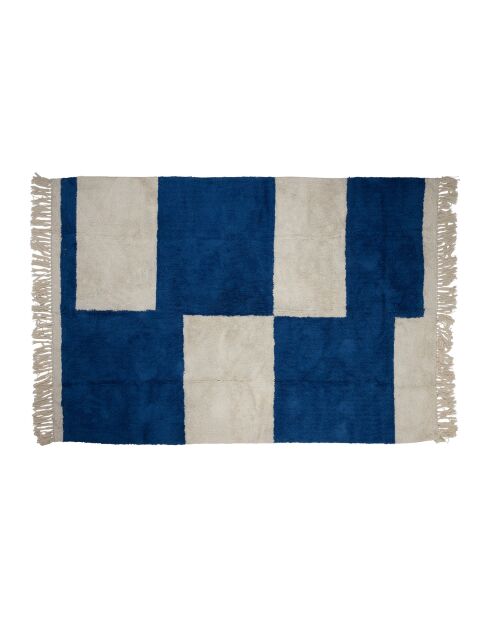 Tapis tufté en coton Pop's indigo/écru - 200x140 cm