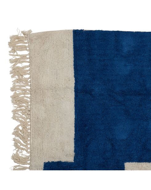 Tapis tufté en coton Pop's indigo/écru - 200x140 cm