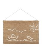 Toile en coton Été à la Mer naturel/blanc - 80x60 cm