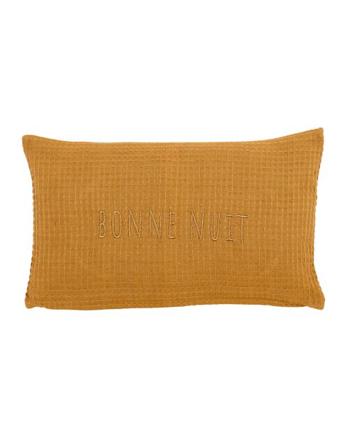 Beezz mosterdkleurige katoenen kussenhoes met honingraat - 50x30 cm
