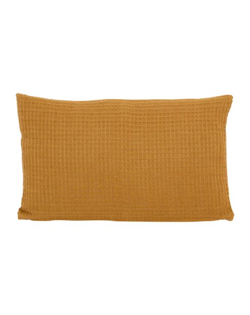 Beezz mosterdkleurige katoenen kussenhoes met honingraat - 50x30 cm