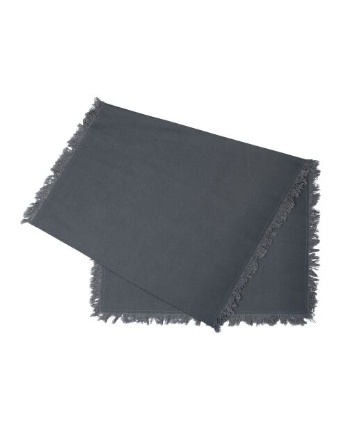 Chemin de table en coton lavé 175 g/m² Nalia gris foncé - 160x50 cm