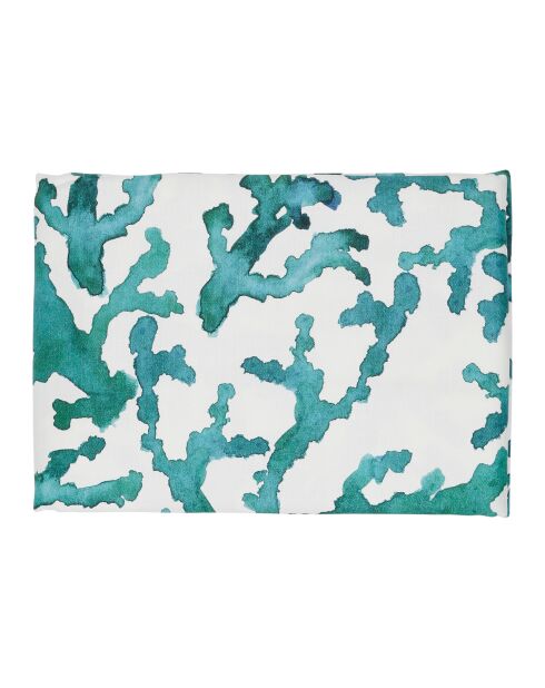 Nappe en coton 200 g/m² Estran blanche/émeraude - 160x160 cm