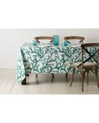 Nappe en coton 200 g/m² Estran blanche/émeraude - 160x160 cm