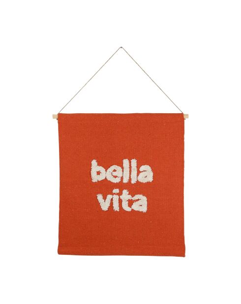 Toile en coton Bella Vita Palma corail/écrue - 60x70 cm