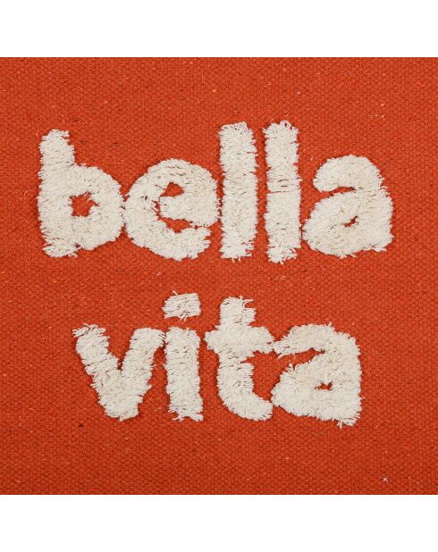 Toile en coton Bella Vita Palma corail/écrue - 60x70 cm