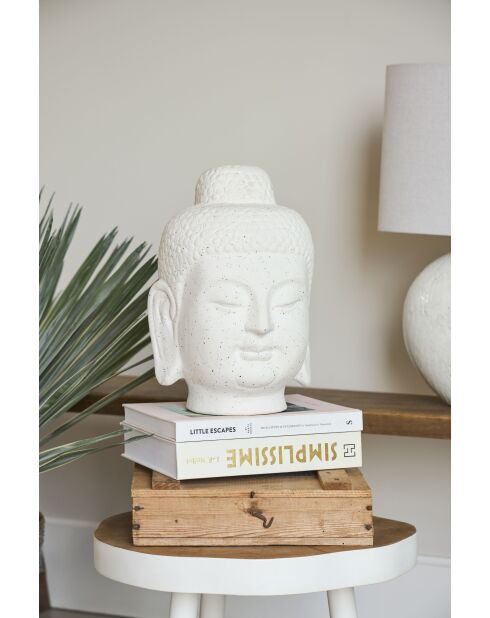 Déco Bouddha Lita blanc cassé moucheté - 23,5x24xH31,5 cm