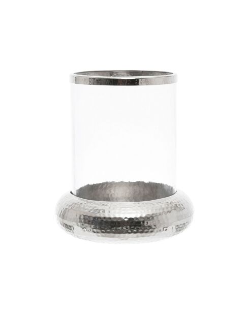 Photophore martelé Esna gris argenté - D27xH31 cm