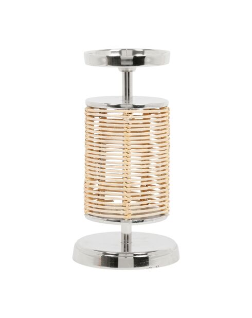 Bougeoir en aluminium Ales naturel/gris argenté - D13xH24 cm