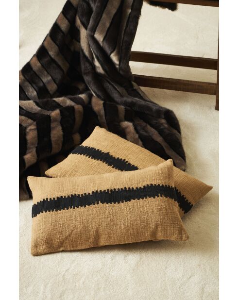 Kissenhülle Horizon aus Baumwolle beige/schwarz - 50x30 cm