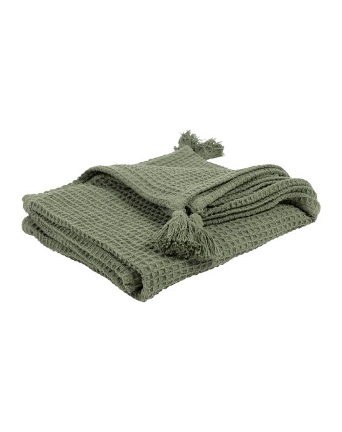 Beezz groene katoenen plaid - 170x130 cm