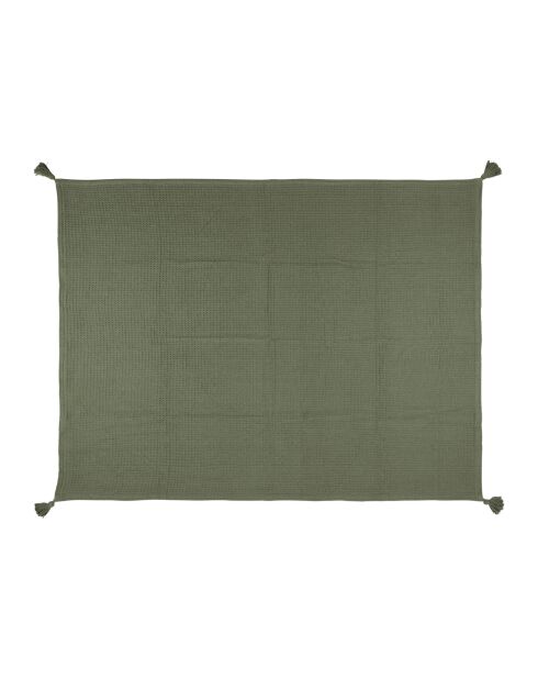 Beezz groene katoenen plaid - 170x130 cm