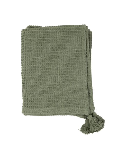 Beezz groene katoenen plaid - 170x130 cm