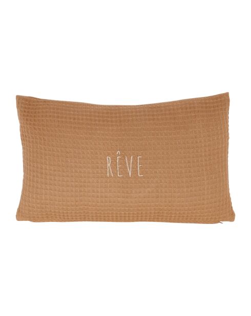 Beezz kussenhoes van taupe katoen met honingraat - 50x30 cm