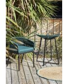 Tapis rond en coton Patchuca naturel/émeraude - D100 cm
