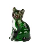 Déco chat Felin verte/dorée - 7x6xH9,5 cm