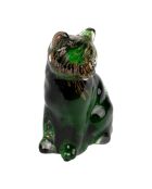 Déco chat Felin verte/dorée - 7x6xH9,5 cm