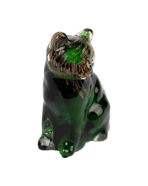 Déco chat Felin verte/dorée - 7x6xH9,5 cm