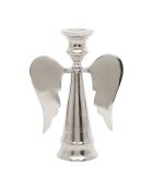 Zilvergrijze Angel aluminium kaarshouder - 15x6,5xH20,5 cm