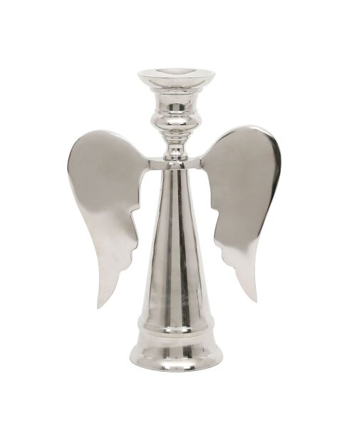 Zilvergrijze Angel aluminium kaarshouder - 15x6,5xH20,5 cm