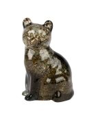 Déco chat Felin fumée/dorée - 7x6xH9,5 cm