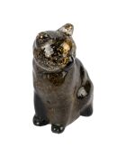 Déco chat Felin fumée/dorée - 7x6xH9,5 cm
