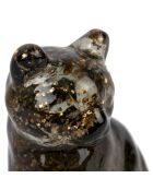 Déco chat Felin fumée/dorée - 7x6xH9,5 cm