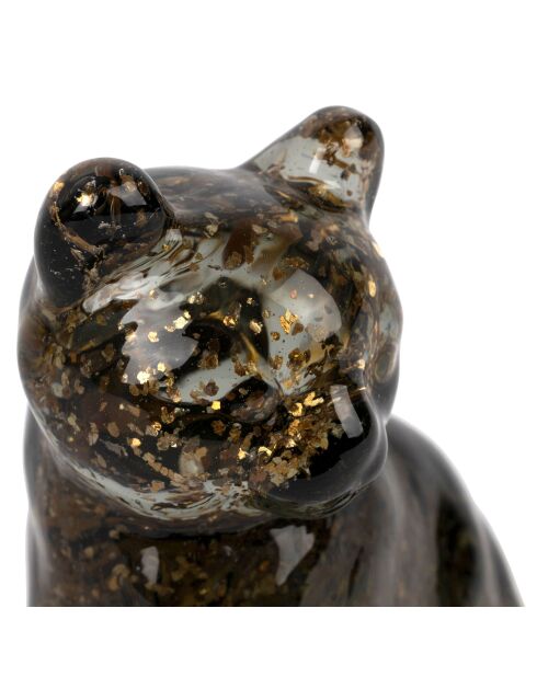 Déco chat Felin fumée/dorée - 7x6xH9,5 cm