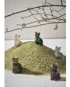 Déco chat Felin fumée/dorée - 7x6xH9,5 cm