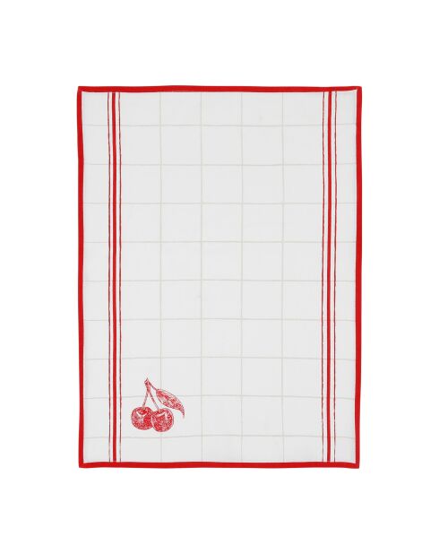 Torchon damier avec bocal en coton Torchon Collect rouge - 50x70 cm